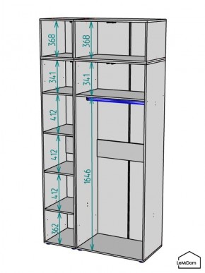 Шкаф с антресолью Linnea MHR-3A-1 2450х1200х510 (Графит-М 11.1.25) в Нытве - nytva.ok-mebel.com | фото 3
