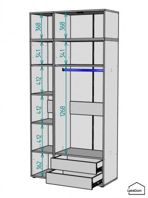 Шкаф с антресолью Linnea MHR-3A-2 2450х1200х510 (Графит-М 11.1.25) в Нытве - nytva.ok-mebel.com | фото 3