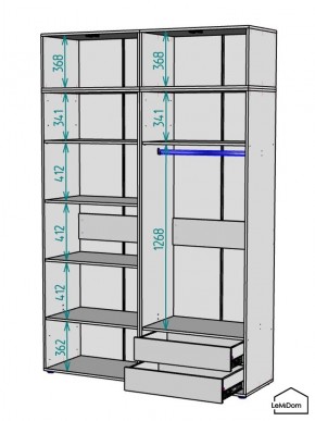 Шкаф с антресолью Linnea MHR-4A-2 2450х1600х510 (Графит-М 11.1.25) в Нытве - nytva.ok-mebel.com | фото 3