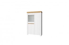 Шкаф с витриной 1V2D, TAURUS, цвет белый/дуб вотан в Нытве - nytva.ok-mebel.com | фото