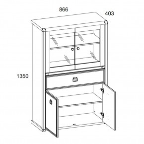 Шкаф с витриной 2V2D1SL, MAGELLAN, цвет Сосна винтаж в Нытве - nytva.ok-mebel.com | фото 3