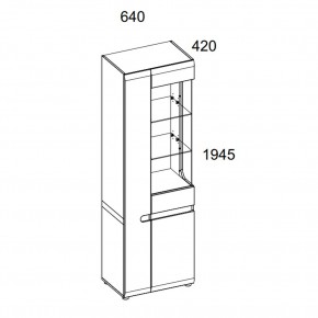 Шкаф с витриной 3D/TYP 01P, LINATE ,цвет белый/сонома трюфель в Нытве - nytva.ok-mebel.com | фото 2