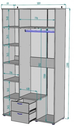 Шкаф с зеркалом Ольга H54_M в Нытве - nytva.ok-mebel.com | фото 2