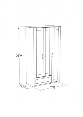 Шкаф СИРИУС трехдверный с одним выдвижным ящиком, цвет Белый в Нытве - nytva.ok-mebel.com | фото 2