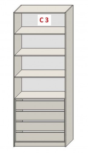 Шкаф СТАНДАРТ С3 4 ящика серия "ГЕСТИЯ" (Бело-серый/Дуб Небраска натуральный ) 800*520*2300 в Нытве - nytva.ok-mebel.com | фото 2
