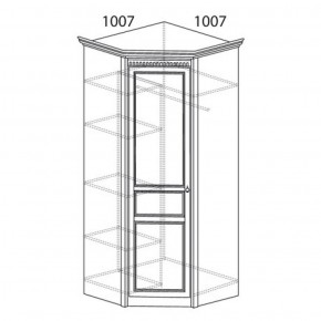 Шкаф угловой №183 "Лючия" Фасад зеркало (Угол 1007*1007) Дуб оксфорд в Нытве - nytva.ok-mebel.com | фото 2
