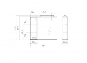 Шкаф-зеркало Cube 75 Эл. ЛЕВЫЙ Домино (DC5008HZ) в Нытве - nytva.ok-mebel.com | фото 3