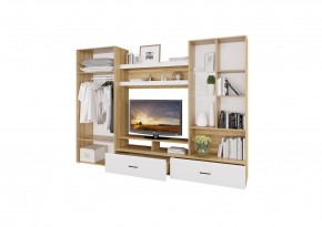 Стенка НЕНСИ 1 (Крафт золотой/Белый глянец) в Нытве - nytva.ok-mebel.com | фото 2