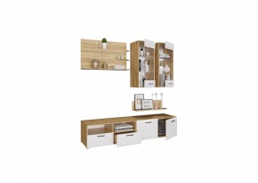 Стенка НЕНСИ 3 (Крафт золотой/Белый глянец) в Нытве - nytva.ok-mebel.com | фото 2