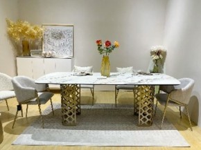 Стол CHIAVARI 220 KL-188 Контрастный мрамор матовый, итальянская керамика / Шампань, ®DISAUR в Нытве - nytva.ok-mebel.com | фото 2