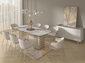 Стол CHIAVARI 220 KL-188 Контрастный мрамор матовый, итальянская керамика / Шампань, ®DISAUR в Нытве - nytva.ok-mebel.com | фото 9