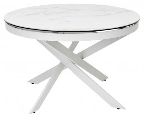 Стол TRENTO 120 HIGH GLOSS STATUARIO Белый мрамор глянцевый, керамика/ белый каркас, ®DISAUR в Нытве - nytva.ok-mebel.com | фото 2