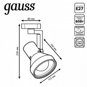 Светильник на штанге Gauss Track Light TR005 в Нытве - nytva.ok-mebel.com | фото 6