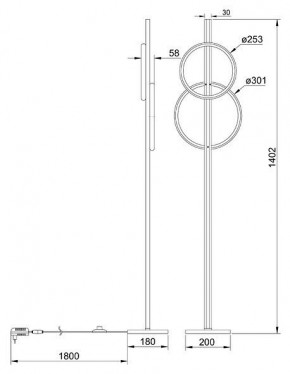 Торшер Arte Lamp Fluido A3913PN-24BK в Нытве - nytva.ok-mebel.com | фото 2