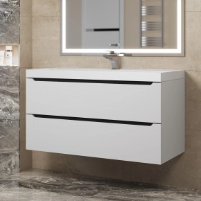 Тумба под раковину Uperwood Tanos 100 см, подвесная, белая/графит в Нытве - nytva.ok-mebel.com | фото