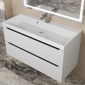 Тумба под раковину Uperwood Tanos 100 см, подвесная, белая/графит в Нытве - nytva.ok-mebel.com | фото 10
