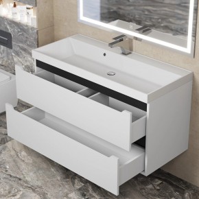 Тумба под раковину Uperwood Tanos 100 см, подвесная, белая/графит в Нытве - nytva.ok-mebel.com | фото 9