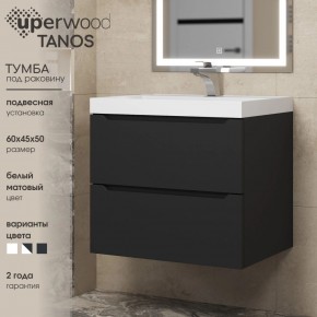 Тумба под раковину Uperwood Tanos 60 см, подвесная, черная матовая в Нытве - nytva.ok-mebel.com | фото 3