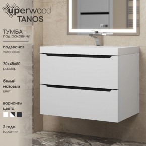 Тумба под раковину Uperwood Tanos 70 см, подвесная, белая/графит в Нытве - nytva.ok-mebel.com | фото 3
