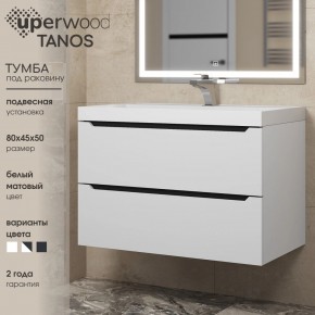 Тумба под раковину Uperwood Tanos 80 см, подвесная, белая/графит в Нытве - nytva.ok-mebel.com | фото 3