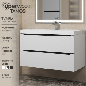 Тумба под раковину Uperwood Tanos 90 см, подвесная, белая/графит в Нытве - nytva.ok-mebel.com | фото 3