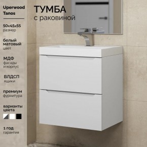 Тумба с раковиной Uperwood Tanos 50 см, подвесная, белая матовая в Нытве - nytva.ok-mebel.com | фото 5